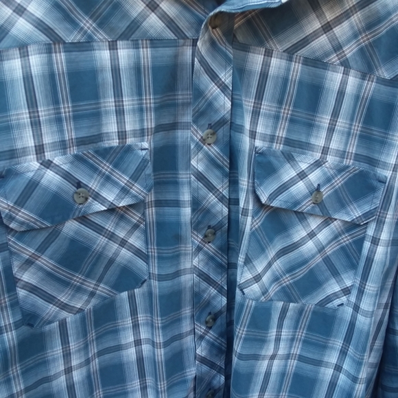 Cabela's XXL Blue White Plaid Shirt - Picture 2 of 4